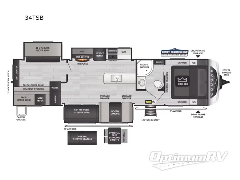 2024 Keystone Cougar Half-Ton 34TSB Floorplan Photo