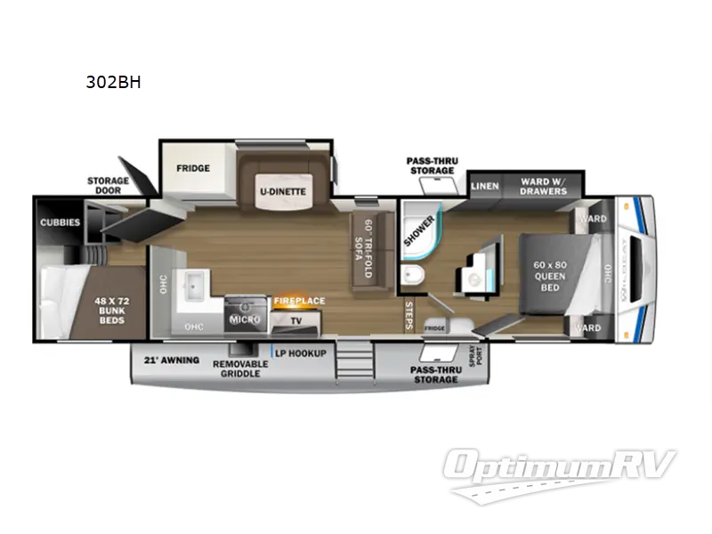 2022 Forest River Wildcat 302BH RV Floorplan Photo
