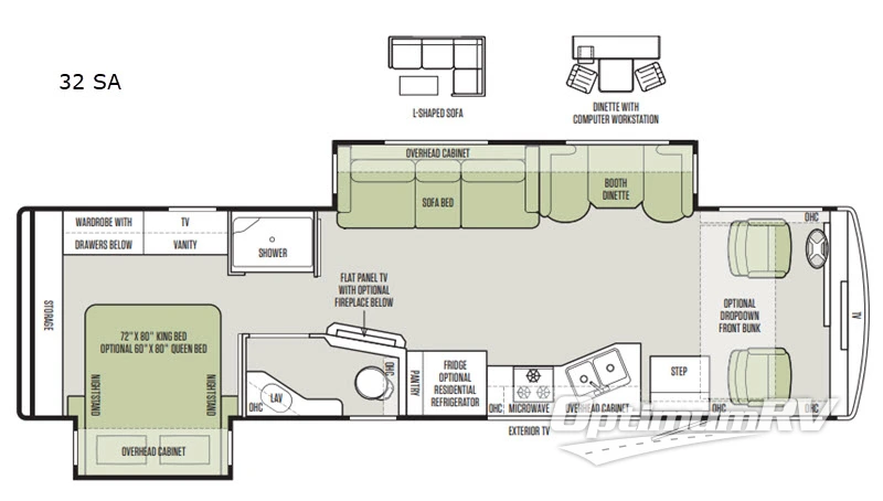 2019 Tiffin Open Road Allegro 32 SA Floorplan Photo