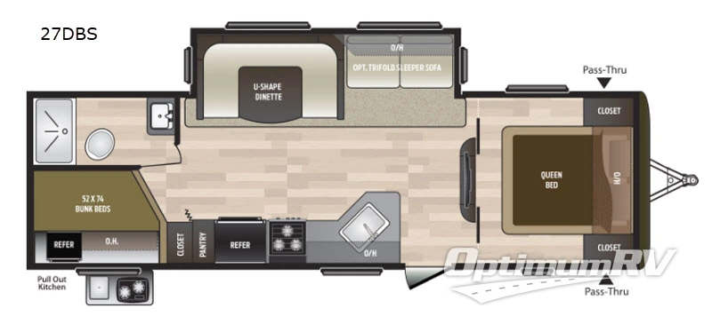 2018 Keystone Hideout 27DBS RV Floorplan Photo