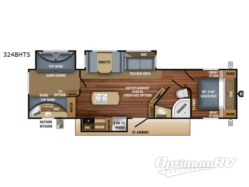 2018 Jayco Eagle HT 324BHTS Floorplan Photo