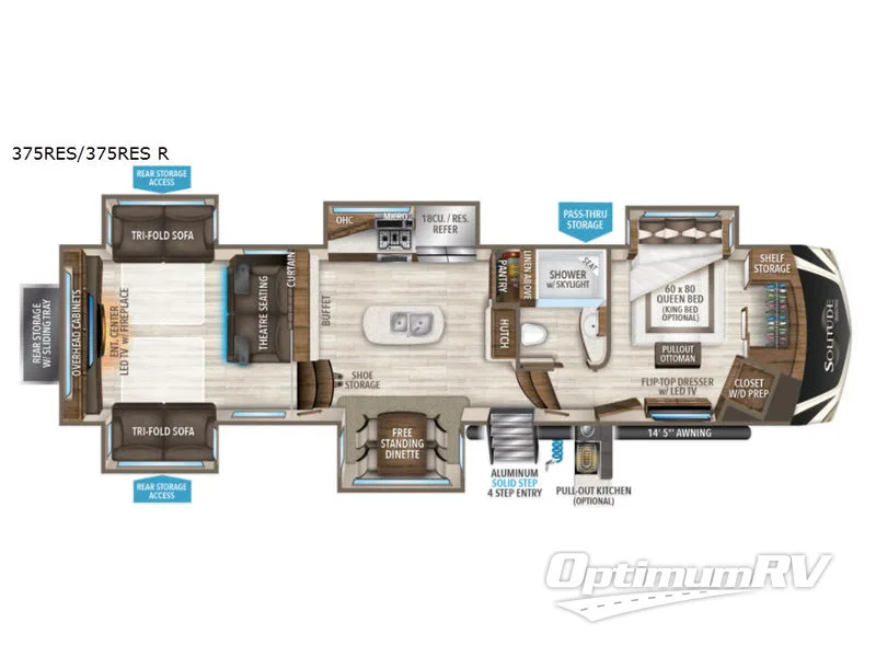 2019 Grand Design Solitude 375RES Floorplan Photo