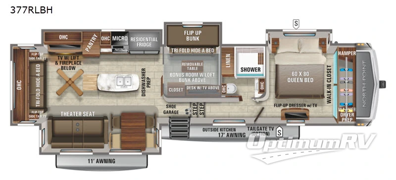 2021 Jayco North Point 377RLBH RV Floorplan Photo