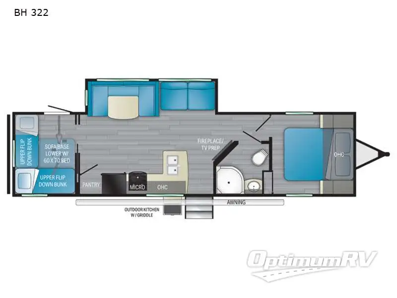 2021 Heartland Pioneer BH 322 Floorplan Photo