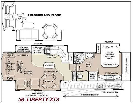 2008 Teton Experience 36' Liberty XT3 Floorplan Photo
