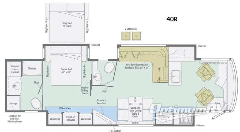2015 Winnebago Journey 40R RV Floorplan Photo
