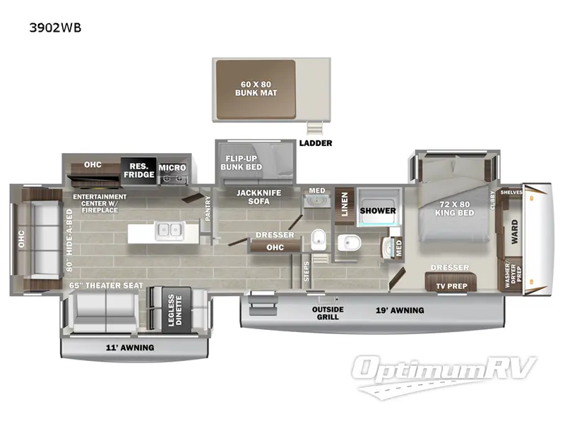 2022 Prime Time Sanibel 3902WB RV Floorplan Photo