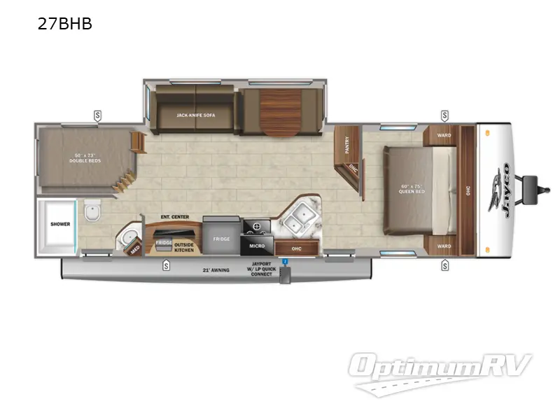 2022 Jayco Jay Feather 27BHB Floorplan Photo