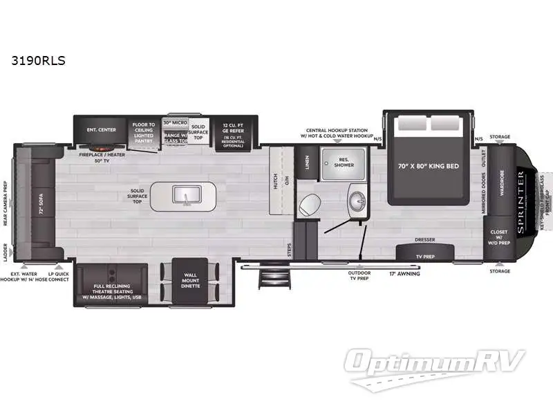 2023 Keystone Sprinter Limited 3190RLS Floorplan Photo