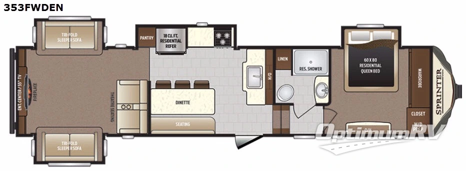 2017 Keystone Sprinter 353FWDEN Floorplan Photo