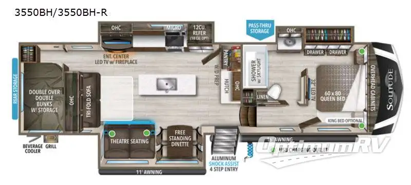2021 Grand Design Solitude S-Class 3550BH RV Floorplan Photo