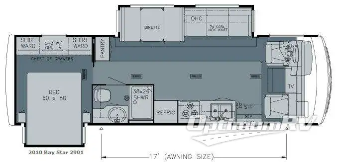 2009 Newmar Bay Star 2901 RV Floorplan Photo