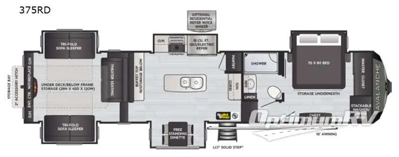 2021 Keystone Avalanche 375RD RV Floorplan Photo