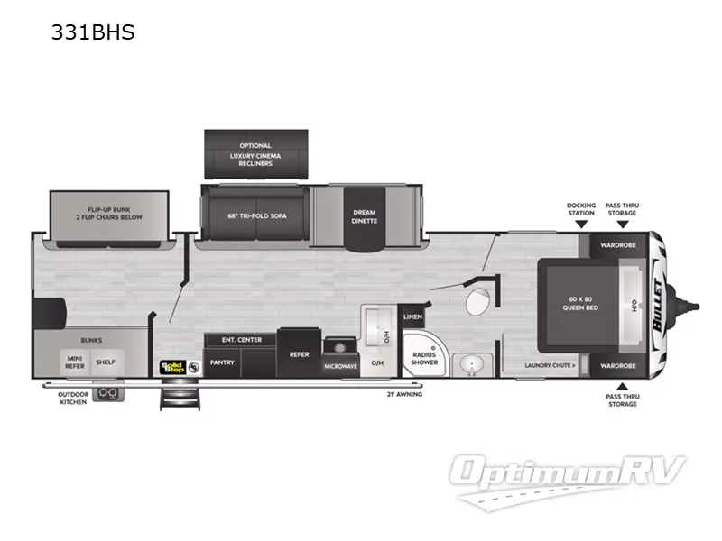 2022 Keystone Bullet 331BHS RV Floorplan Photo
