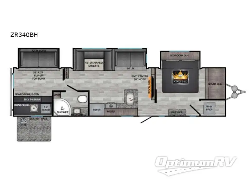 2022 CrossRoads Zinger ZR340BH Floorplan Photo