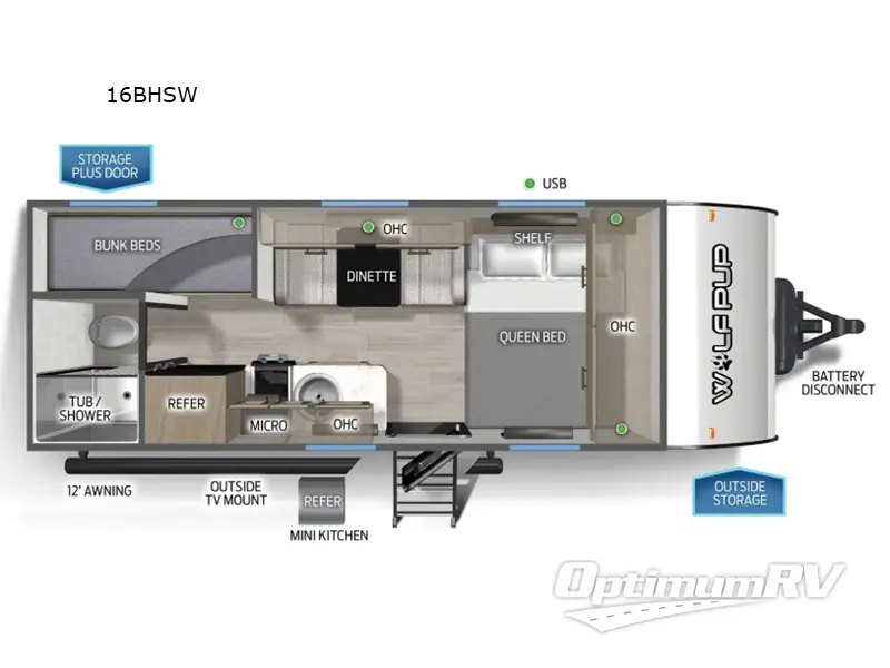 2026 Forest River Cherokee Wolf Pup 16BHSW RV Floorplan Photo