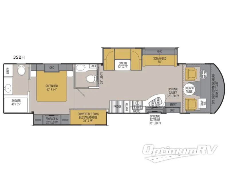 2018 Coachmen Mirada 35BH Floorplan Photo