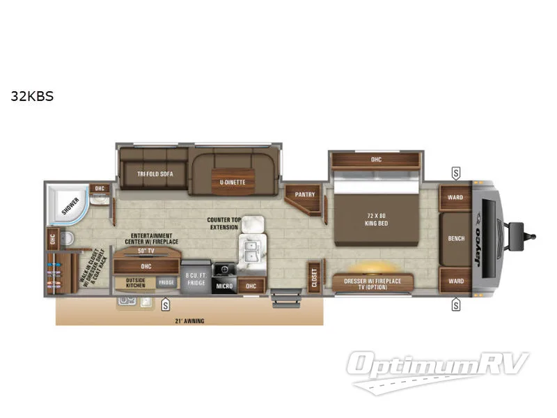 2019 Jayco White Hawk 32KBS Floorplan Photo
