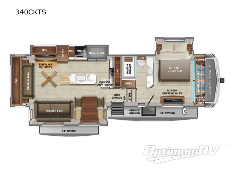 2022 Jayco North Point 340CKTS Floorplan Photo