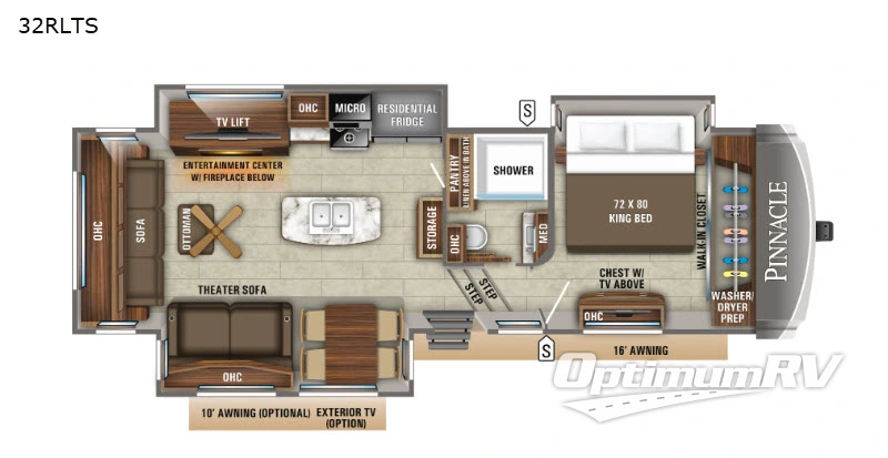 2019 Jayco Pinnacle 32RLTS Floorplan Photo