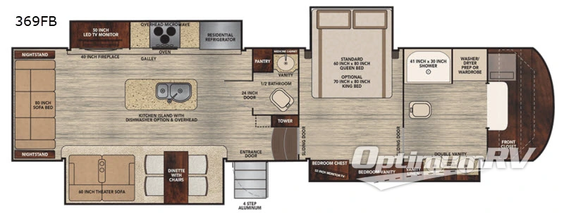 2018 VanLeigh Vilano 369FB RV Floorplan Photo