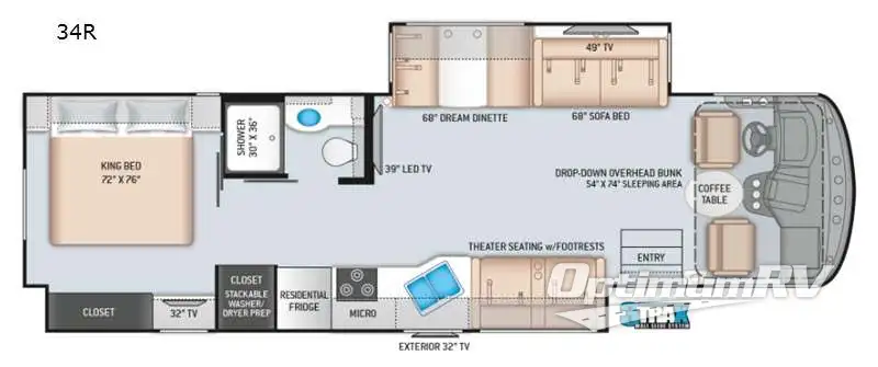 2021 Thor Hurricane 34R Floorplan Photo