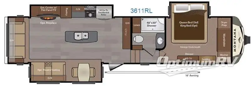2016 Keystone Montana 3611 RL Floorplan Photo