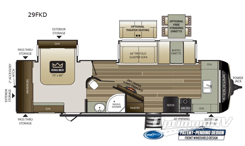 2020 Keystone Cougar Half-Ton 29FKD Floorplan Photo