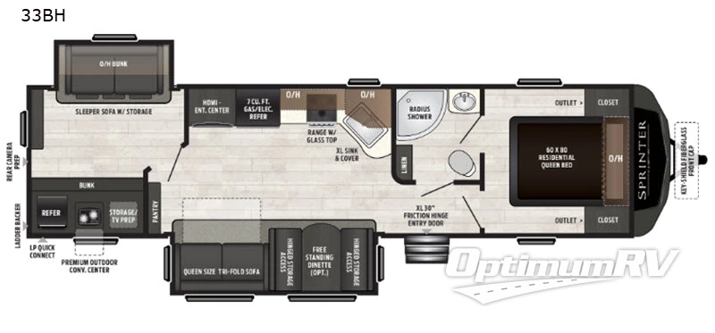 2019 Keystone Sprinter Campfire Edition 33BH Floorplan Photo