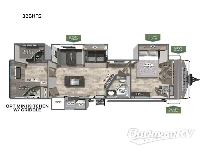 2024 Palomino Puma 32BHFS Floorplan Photo
