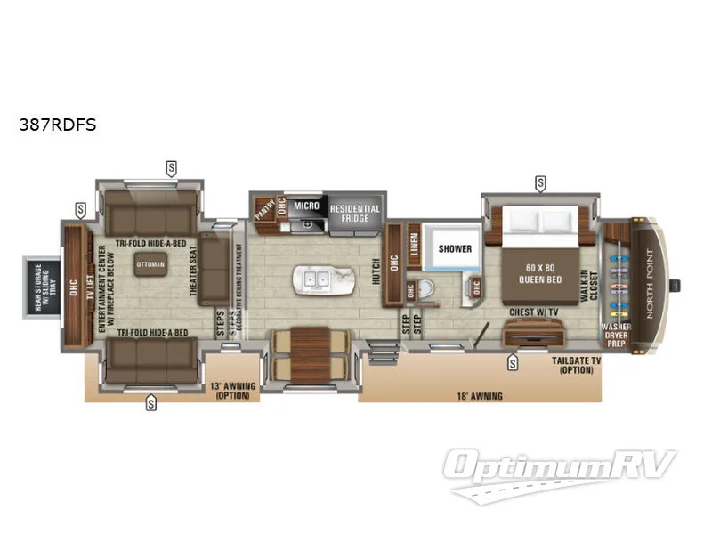 2019 Jayco North Point 387RDFS RV Floorplan Photo