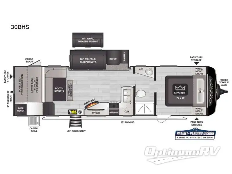 2022 Keystone Cougar Half-Ton 30BHS Floorplan Photo