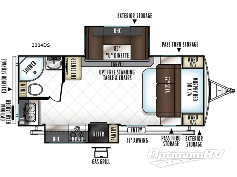 2018 Forest River Rockwood Ultra Lite 2304DS Floorplan Photo