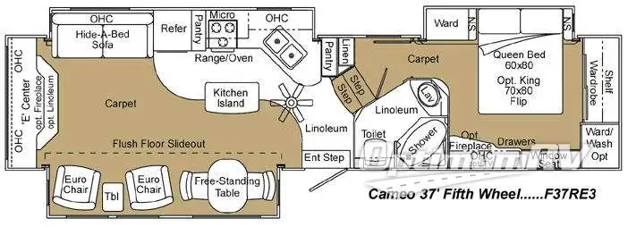 2009 Carriage Cameo F37RE3 RV Floorplan Photo