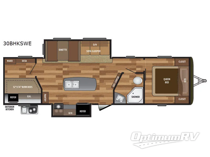 2017 Keystone Hideout 30BHKSWE Floorplan Photo