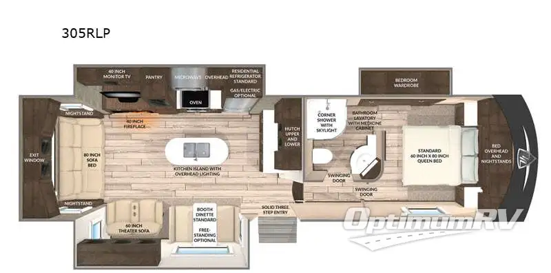 2021 VanLeigh Pinecrest 305RLP RV Floorplan Photo