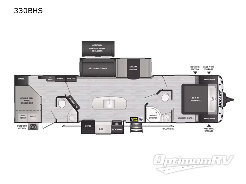 2022 Keystone Bullet 330BHS Floorplan Photo