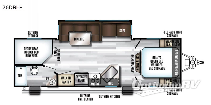 2019 Forest River Cherokee Alpha Wolf 26DBH-L RV Floorplan Photo
