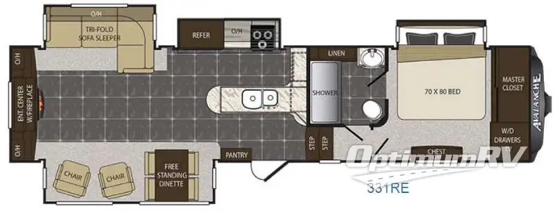 2016 Keystone Avalanche 331RE Floorplan Photo