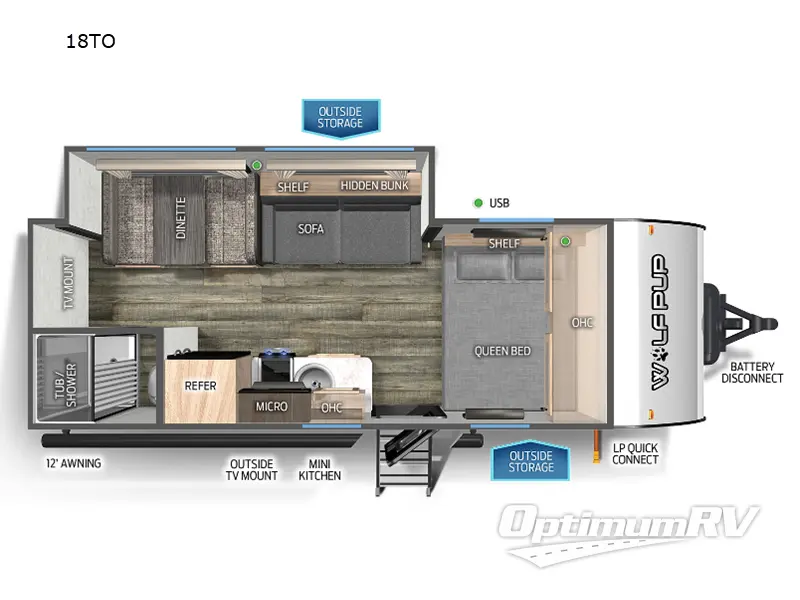 2023 Forest River Cherokee Wolf Pup 18TO Floorplan Photo