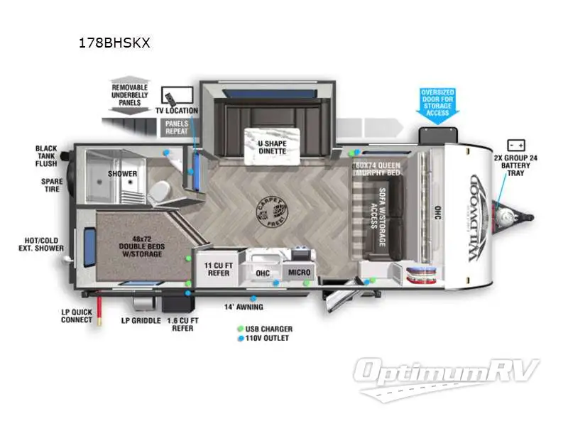 2022 Forest River Wildwood FSX 178BHSKX Floorplan Photo