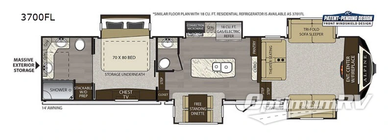 2019 Keystone alpine 3700FL Floorplan Photo
