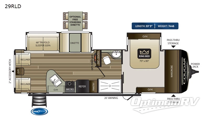 2020 Keystone Cougar Half-Ton 29RLD RV Floorplan Photo