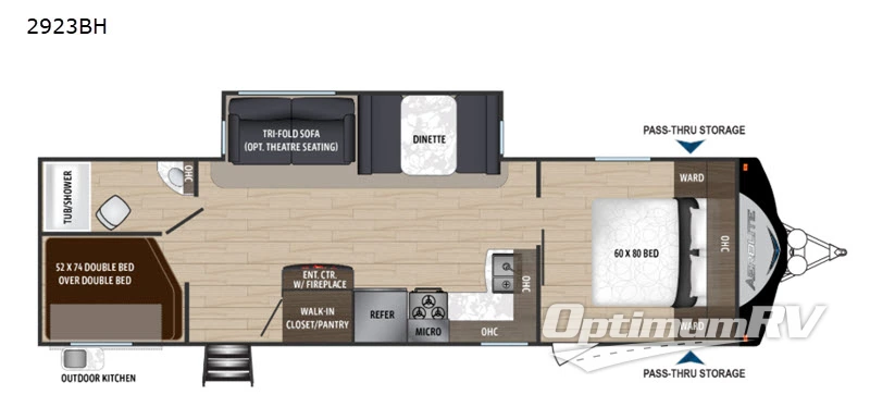 2019 Dutchmen Aerolite 2923BH RV Floorplan Photo