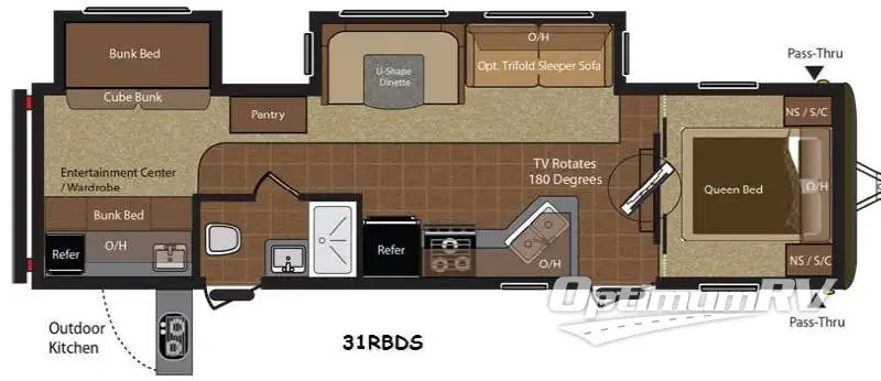 2014 Keystone Hideout 31RBDS RV Floorplan Photo