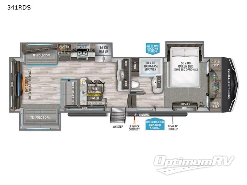 2022 Grand Design Reflection 341RDS Floorplan Photo