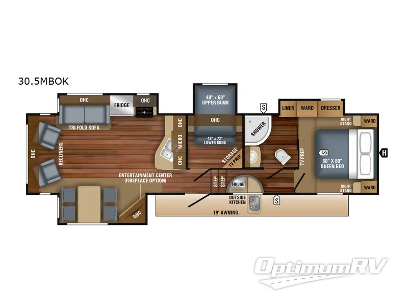 2018 Jayco Eagle HT 30.5 MBOK Floorplan Photo