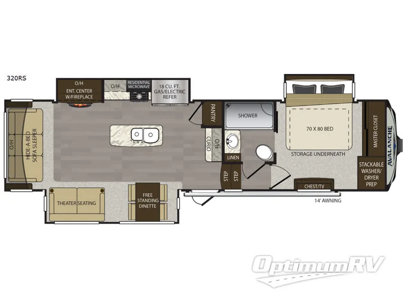 2018 Keystone Avalanche 320RS Floorplan Photo