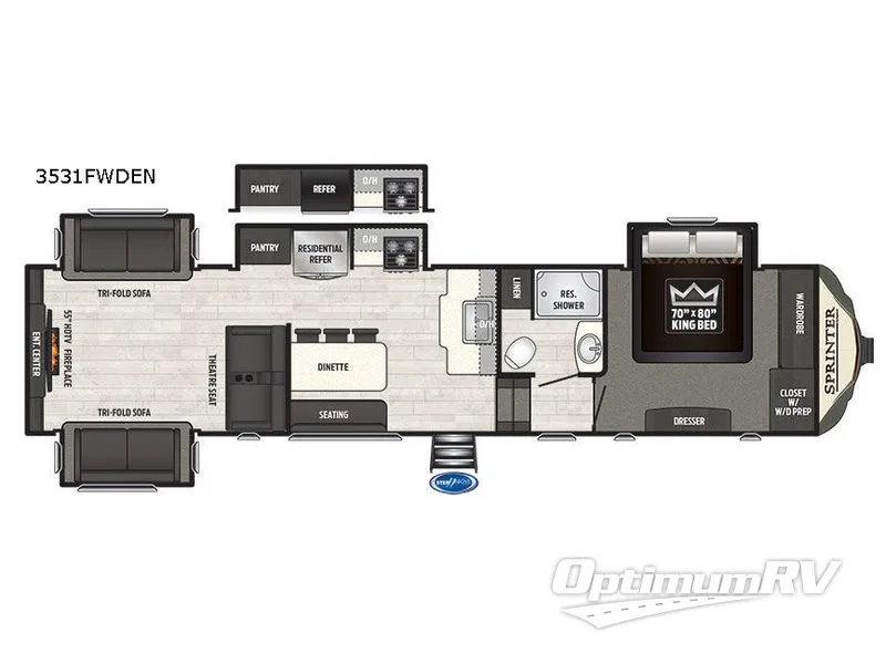 2018 Keystone Sprinter 3531FWDEN RV Floorplan Photo
