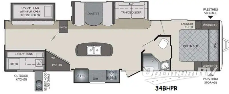 2015 Keystone Premier Ultra Lite 34BHPR RV Floorplan Photo